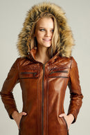 Teresa Women's Leather Jacket | Derimod Teresa Women's Leather Jacket | Derimod
