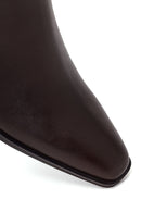 Woman Brown Zip Closure Short Thick-Heeled Leather Cowboy Boots | Derimod Woman Brown Zip Closure Short Thick-Heeled Leather Cowboy Boots | Derimod