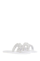 Women's White Stone Jelly Slippers | Derimod Women's White Stone Jelly Slippers | Derimod
