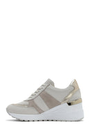 Kadın Bej Dolgu Topuklu Yandan Fermuarlı Deri Sneaker | Derimod Kadın Bej Dolgu Topuklu Yandan Fermuarlı Deri Sneaker | Derimod