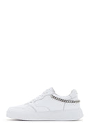 Alberto Guardiani Women's White Chain Leather Sneaker | Derimod Alberto Guardiani Women's White Chain Leather Sneaker | Derimod