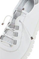 Women's White Lace-Up Leather Sneaker | Derimod Women's White Lace-Up Leather Sneaker | Derimod