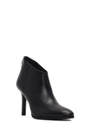 Women's Black Back Zipper High Thin Heel Leather Boot | Derimod Women's Black Back Zipper High Thin Heel Leather Boot | Derimod