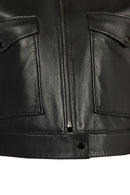 Raquel Woman Black Shirt Collar Short Leather Jacket | Derimod Raquel Woman Black Shirt Collar Short Leather Jacket | Derimod