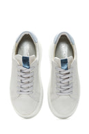 Women's Gray Suede Leather Thick Soled Sneaker | Derimod Women's Gray Suede Leather Thick Soled Sneaker | Derimod