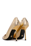 Women's Gold Heeled Patent Leather Stiletto | Derimod Women's Gold Heeled Patent Leather Stiletto | Derimod