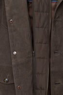 Sacramento Men's Brown Nubuck Leather Jacket | Derimod Sacramento Men's Brown Nubuck Leather Jacket | Derimod
