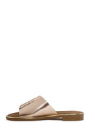 Women's Pink Metallic Leather Slippers | Derimod Women's Pink Metallic Leather Slippers | Derimod