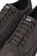 Male Gray Lace-up Thick-soled Nubuck Leather Casual Sneaker | Derimod Male Gray Lace-up Thick-soled Nubuck Leather Casual Sneaker | Derimod