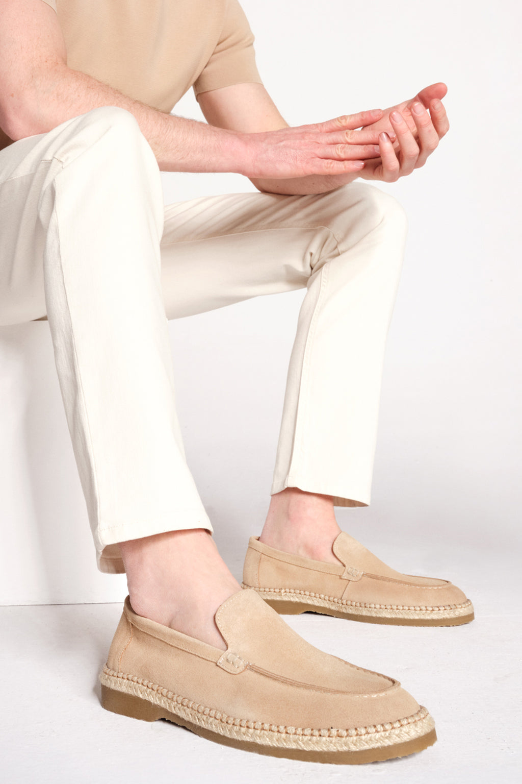 Erkek Bej Süet Deri Casual Loafer