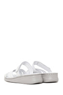 Woman White Wedge-Heel Leather Slipper | Derimod Woman White Wedge-Heel Leather Slipper | Derimod
