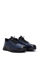 Men's Navy Blue Leather Casual Sneaker | Derimod Men's Navy Blue Leather Casual Sneaker | Derimod