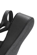 Women's Black Thick Soled Leather Comfort Sandals | Derimod Women's Black Thick Soled Leather Comfort Sandals | Derimod
