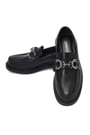 Women's Black Buckled Leather Masculine Loafer | Derimod Women's Black Buckled Leather Masculine Loafer | Derimod