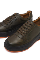Erkek Haki Bağcıklı Deri Sneaker | Derimod Erkek Haki Bağcıklı Deri Sneaker | Derimod