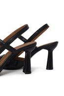 Woman Black Backless Heeled Leather Shoe | Derimod Woman Black Backless Heeled Leather Shoe | Derimod