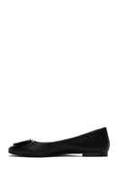 Women's Black Leather Ballerina Ballet Shoes | Derimod Women's Black Leather Ballerina Ballet Shoes | Derimod