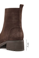 Women's Brown Zippered Suede Leather Boots | Derimod Women's Brown Zippered Suede Leather Boots | Derimod