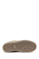 Woman Beige Lace-up Suede Leather Sneaker | Derimod Woman Beige Lace-up Suede Leather Sneaker | Derimod