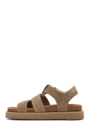 Women's Brown Thick Soled Suede Leather Sandals | Derimod Women's Brown Thick Soled Suede Leather Sandals | Derimod