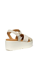 Geox Women Beige D Xand 2.2SA - Suede Ankle Buckle Wedge Heel Leather Sandals | Derimod Geox Women Beige D Xand 2.2SA - Suede Ankle Buckle Wedge Heel Leather Sandals | Derimod