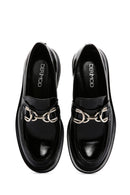 Kadın Siyah Zincir Detaylı Deri Maskülen Loafer | Derimod Kadın Siyah Zincir Detaylı Deri Maskülen Loafer | Derimod
