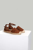 Suede Women's Espadrille with Ankle Strap | Derimod Suede Women's Espadrille with Ankle Strap | Derimod