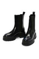 Women's Navy Blue Leather Chelsea Boots | Derimod Women's Navy Blue Leather Chelsea Boots | Derimod