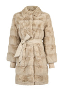 Pinzolo Woman White Belted Teddy Coat | Derimod Pinzolo Woman White Belted Teddy Coat | Derimod