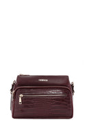 Women's Claret Red Long Strap Crocodile Crossbody Bag | Derimod Women's Claret Red Long Strap Crocodile Crossbody Bag | Derimod