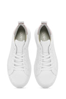 Kadın Beyaz Bağcıklı Deri Sneaker | Derimod Kadın Beyaz Bağcıklı Deri Sneaker | Derimod