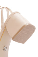 Women's Beige Ankle Strap Chunky Heel Sandals | Derimod Women's Beige Ankle Strap Chunky Heel Sandals | Derimod
