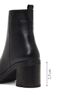 Women's Black Zippered Thick Heeled Leather Boot | Derimod Women's Black Zippered Thick Heeled Leather Boot | Derimod