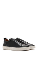 Erkek Siyah Lastikli Deri Sneaker | Derimod Erkek Siyah Lastikli Deri Sneaker | Derimod