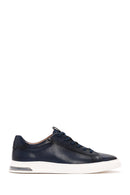 Men's Navy Blue Lace-Up Leather Sneaker | Derimod Men's Navy Blue Lace-Up Leather Sneaker | Derimod