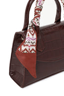 Woman Burgundy Croco Mini Shoulder Bag with Long Strap | Derimod Woman Burgundy Croco Mini Shoulder Bag with Long Strap | Derimod