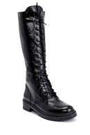Women's Wrinkled Patent Leather Lace Up Boots | Derimod Women's Wrinkled Patent Leather Lace Up Boots | Derimod