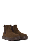 Male Brown Thick-Soled Suede Chelsea Boots | Derimod Male Brown Thick-Soled Suede Chelsea Boots | Derimod