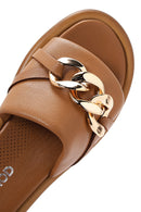 Women's Tan Leather Comfort Slippers | Derimod Women's Tan Leather Comfort Slippers | Derimod