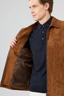 Mark Men's Brown Suede Leather Jacket | Derimod Mark Men's Brown Suede Leather Jacket | Derimod