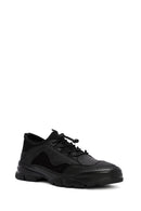 Erkek Siyah Bağcıklı Deri Sneaker | Derimod Erkek Siyah Bağcıklı Deri Sneaker | Derimod