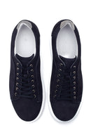 Men's Navy Blue Nubuck Leather Sneaker | Derimod Men's Navy Blue Nubuck Leather Sneaker | Derimod