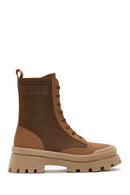 Women's Tan Zippered Leather Boots | Derimod Women's Tan Zippered Leather Boots | Derimod