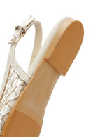 Women's Beige Open Back Patterned Ballerinas | Derimod Women's Beige Open Back Patterned Ballerinas | Derimod