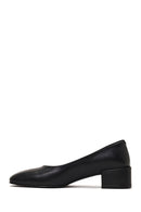 Women's Black Thick Short Heel Leather Shoe | Derimod Women's Black Thick Short Heel Leather Shoe | Derimod