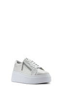 Women's Silver Thick Sole Side Zipper Leather Sneaker | Derimod Women's Silver Thick Sole Side Zipper Leather Sneaker | Derimod