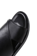 Men's Black Leather Slippers | Derimod Men's Black Leather Slippers | Derimod