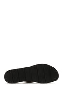 Women's Black Double Buckled Patterned Slippers | Derimod Women's Black Double Buckled Patterned Slippers | Derimod