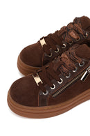 Kadın Kahverengi Bağcıklı Kalın Tabanlı Süet Deri Sneaker | Derimod Kadın Kahverengi Bağcıklı Kalın Tabanlı Süet Deri Sneaker | Derimod