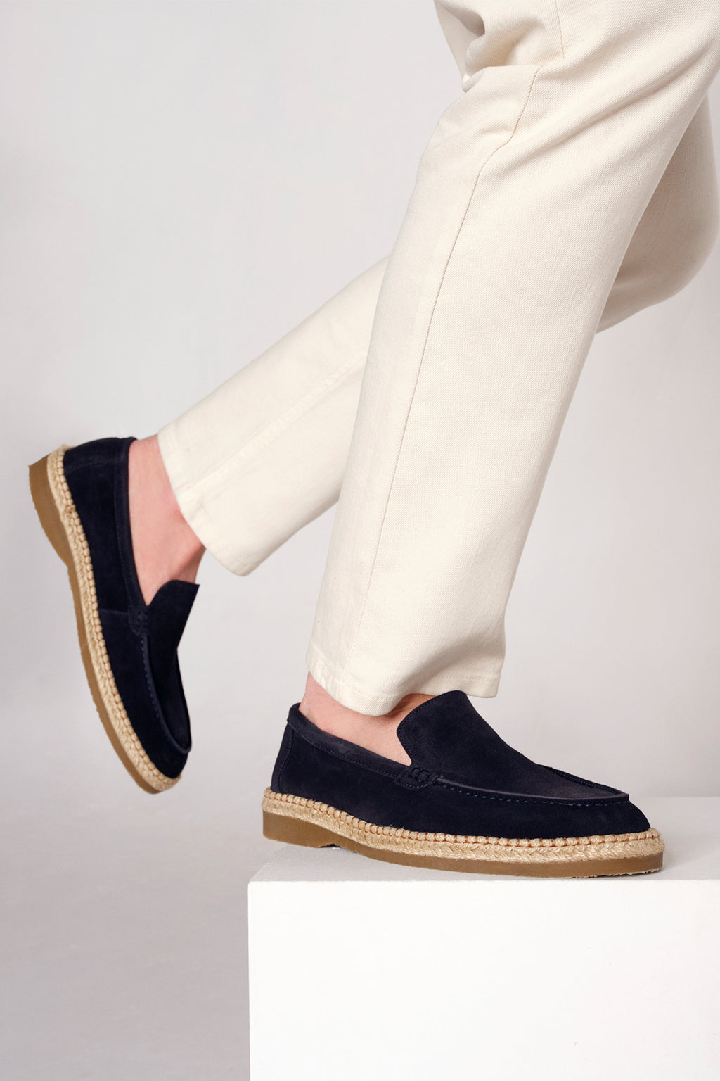 Erkek Lacivert Süet Deri Casual Loafer